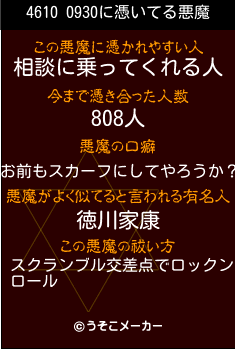 4610 0930の悪魔祓いメーカー結果