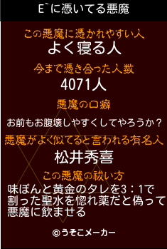 E`の悪魔祓いメーカー結果