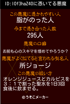 ID:IOf3haZ40の悪魔祓いメーカー結果