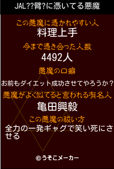 JAL??臂?の悪魔祓いメーカー結果