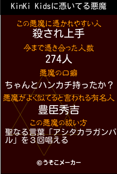 KinKi Kidsの悪魔祓いメーカー結果