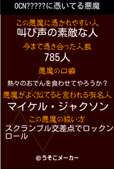 OCN?????の悪魔祓いメーカー結果