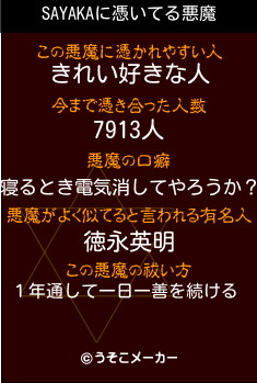 SAYAKAの悪魔祓いメーカー結果