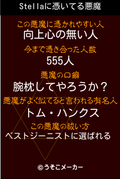 Stellaの悪魔祓いメーカー結果