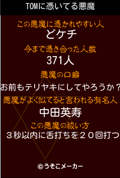 TOMの悪魔祓いメーカー結果