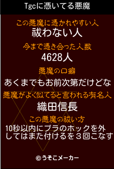 Tgcの悪魔祓いメーカー結果