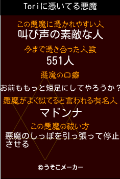 Toriの悪魔祓いメーカー結果