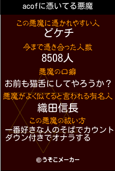 acofの悪魔祓いメーカー結果