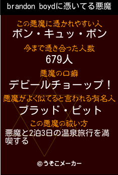 brandon boydの悪魔祓いメーカー結果