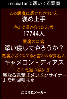 incubatorの悪魔祓いメーカー結果