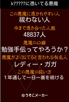 k?????の悪魔祓いメーカー結果