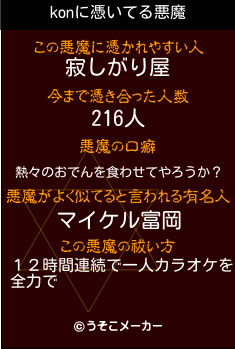 konの悪魔祓いメーカー結果
