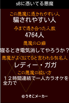 sBの悪魔祓いメーカー結果