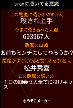 smapの悪魔祓いメーカー結果