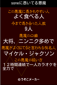 soneの悪魔祓いメーカー結果