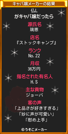 仏Lのキャバ嬢メーカー結果