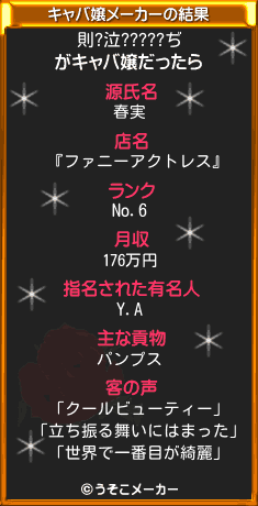 則?泣?????ぢのキャバ嬢メーカー結果