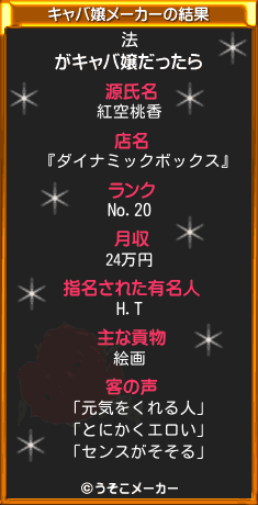 法のキャバ嬢メーカー結果