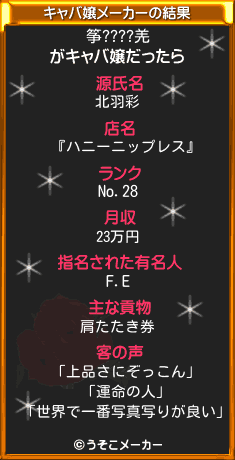 筝????羌のキャバ嬢メーカー結果