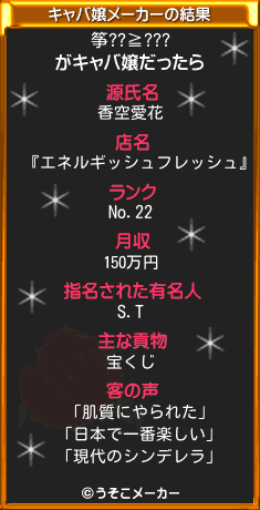 筝??≧???のキャバ嬢メーカー結果