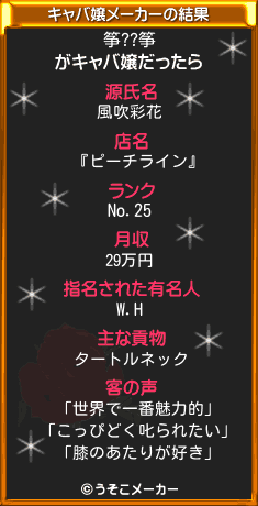 筝??筝のキャバ嬢メーカー結果