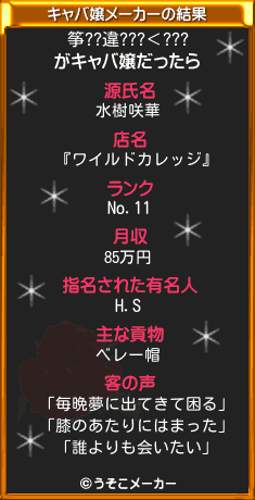 筝??違???＜???のキャバ嬢メーカー結果