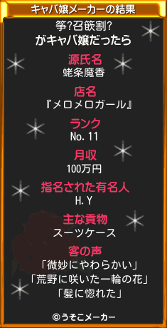 筝?召篏割?のキャバ嬢メーカー結果