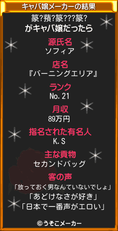 篆?蕷?篆???篆?のキャバ嬢メーカー結果