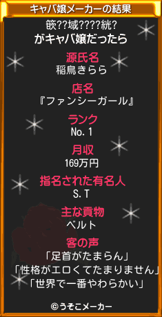 篏??域????絖?のキャバ嬢メーカー結果