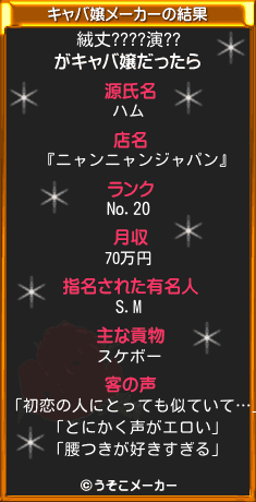 絨丈????演??のキャバ嬢メーカー結果