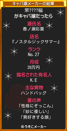 罘????緇のキャバ嬢メーカー結果