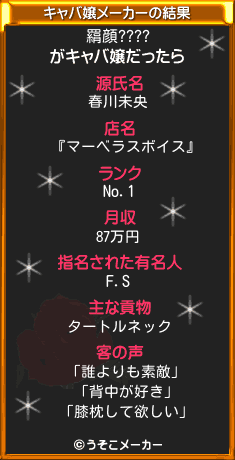 羂顔????のキャバ嬢メーカー結果