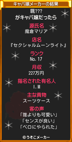 羈???のキャバ嬢メーカー結果