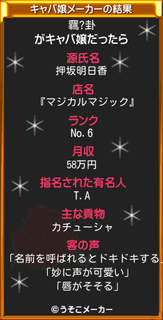 羈?卦のキャバ嬢メーカー結果