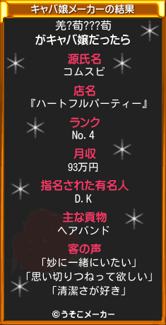 羌?荀???荀のキャバ嬢メーカー結果