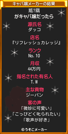 羝?羂のキャバ嬢メーカー結果