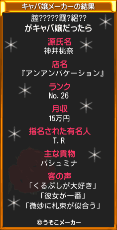 腟?????羈?絽??のキャバ嬢メーカー結果
