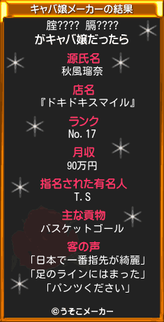 腟???? 膈????のキャバ嬢メーカー結果