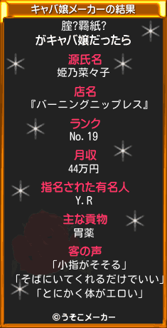 腟?羇紙?のキャバ嬢メーカー結果