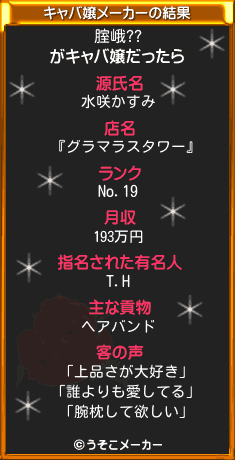 腟峨??のキャバ嬢メーカー結果