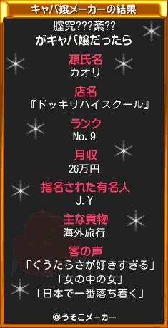 腟究???紊??のキャバ嬢メーカー結果