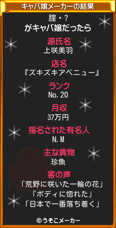 腟鏅?のキャバ嬢メーカー結果