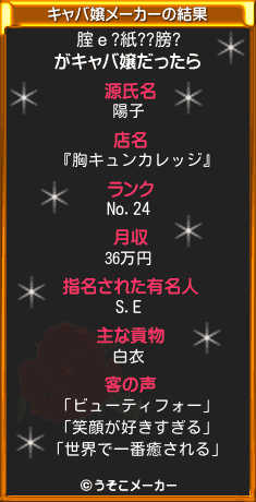 腟ｅ?紙??膀?のキャバ嬢メーカー結果