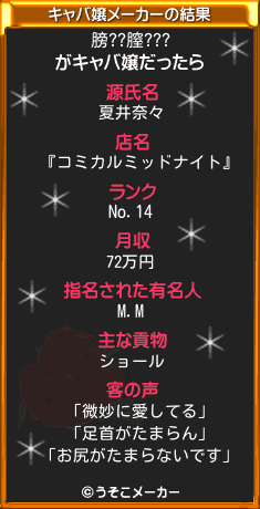 膀??膣???のキャバ嬢メーカー結果