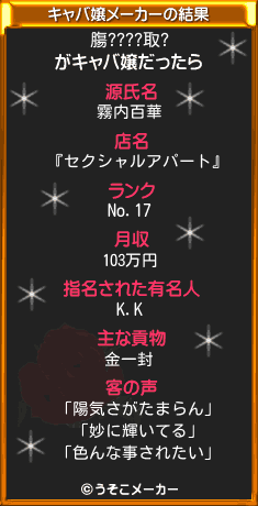 膓????取?のキャバ嬢メーカー結果