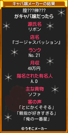 膣???榊???のキャバ嬢メーカー結果