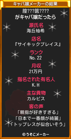 膣???篋????のキャバ嬢メーカー結果