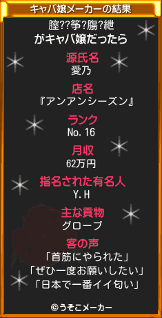 膣??筝?膓?紲のキャバ嬢メーカー結果