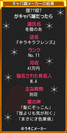 膣??經?のキャバ嬢メーカー結果