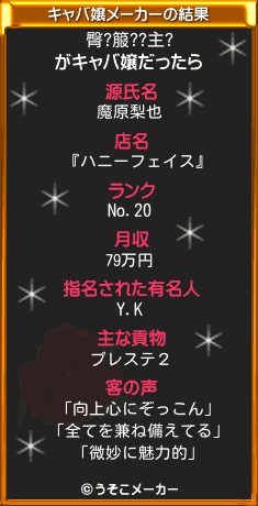 臀?箙??主?のキャバ嬢メーカー結果